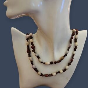 Vintage Hawaiian Koa Sea Bean Beaded Lei Necklace
